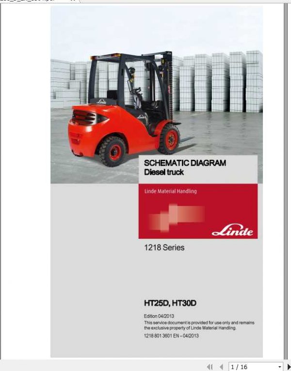 Linde Diesel Truck HT25D HT30D Series 1218 Circuit Diagrams 1
