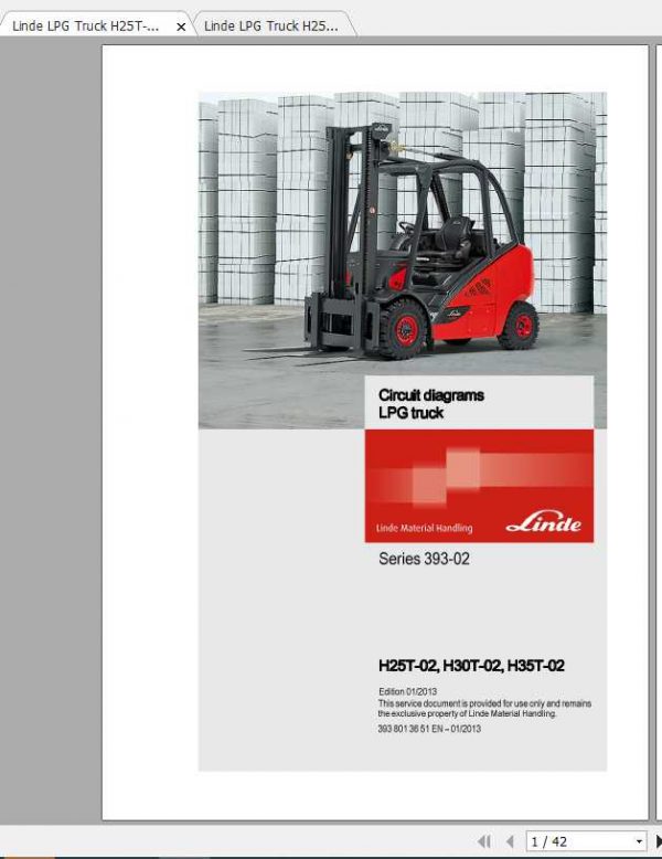 Linde LPG Truck H25T H30T H35T Series 393 Circuit Diagrams 1