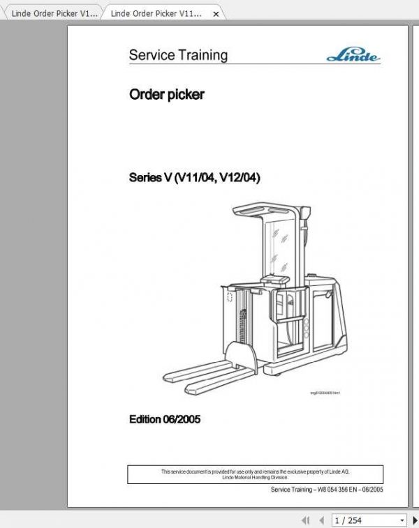 Linde Order Picker V11 4 V12 4 Service Training Manual 1