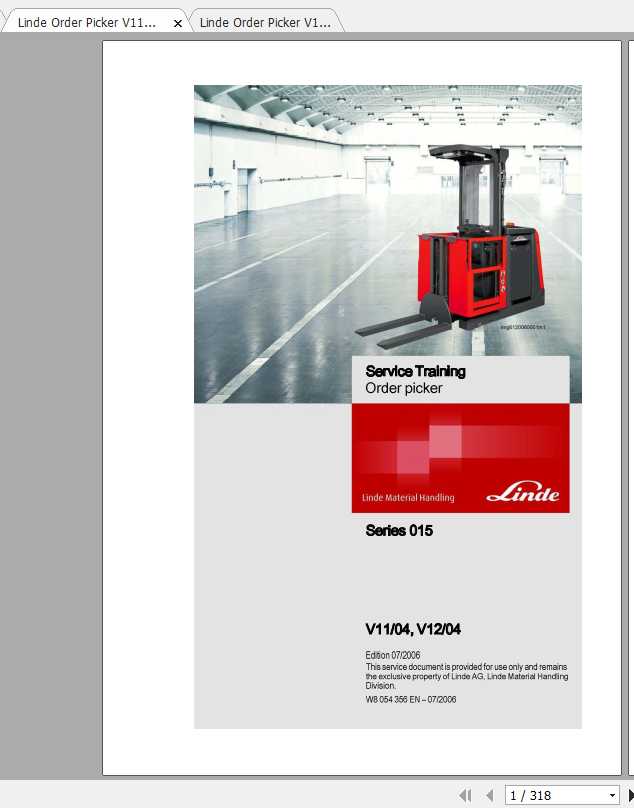 Linde Order Picker V11 4 V12 4 Service Training Manual 2