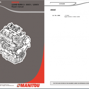 Manitou Engine 1104D Euro 3 80CV100CV Repair Manual647016EN 1