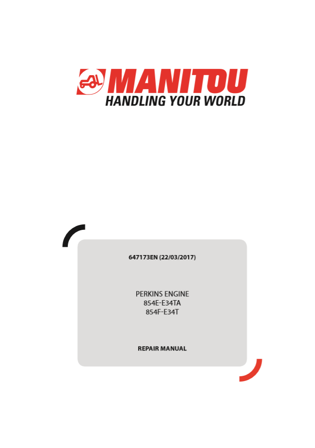 Manitou Engine 854E E34TA 854F E34T Perkins Engine Repair Manual647173EN 1