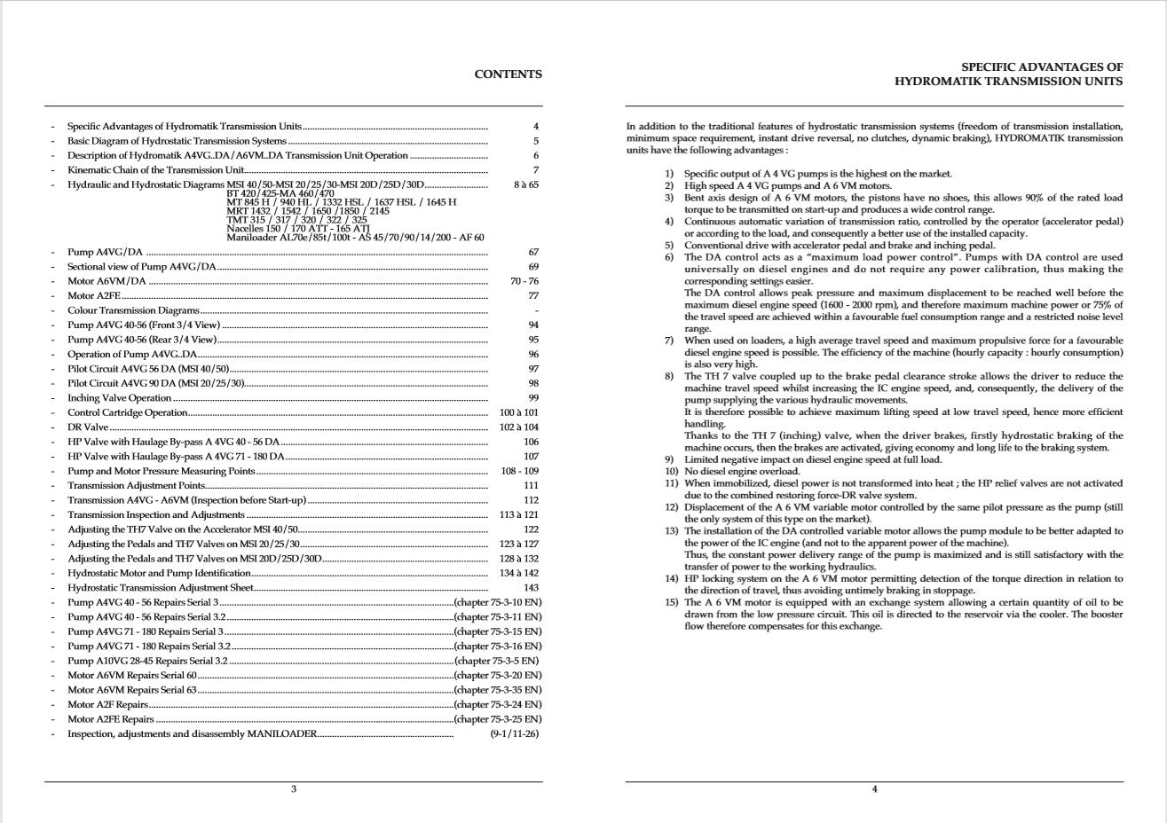 Manitou Hydrostatic Transmission BP 2497032002 Repair Manual47981EN