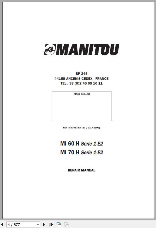 Manitou MI 60H 70H Series 1 E2 Repair Manual547913EN 1