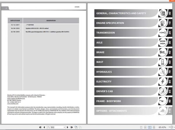 Manitou MI MI X 50 60 70 80 100 Repair Manual647645EN 2
