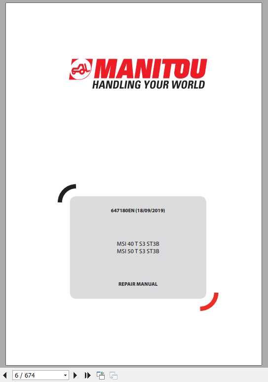 Manitou MSI 40 50 T S3 ST3B Repair Manual647180EN 1
