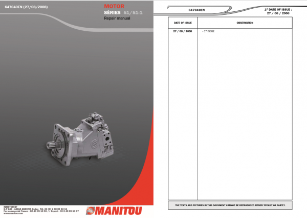 Manitou Motor Series 51 51 1 Repair Manual647040EN 1