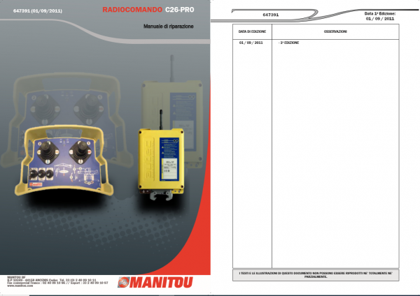 Manitou Radio Control C26 Pro Repair Manual647391FR 1