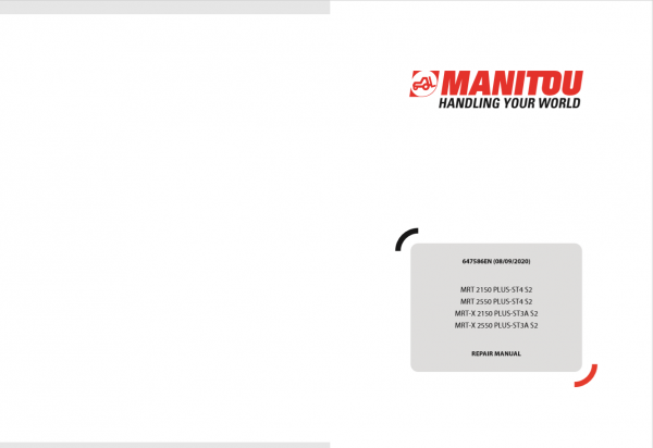Manitou Telehandler MRT 2150 2550 MRT X 2550 2150 Repair Manual647586EN 2