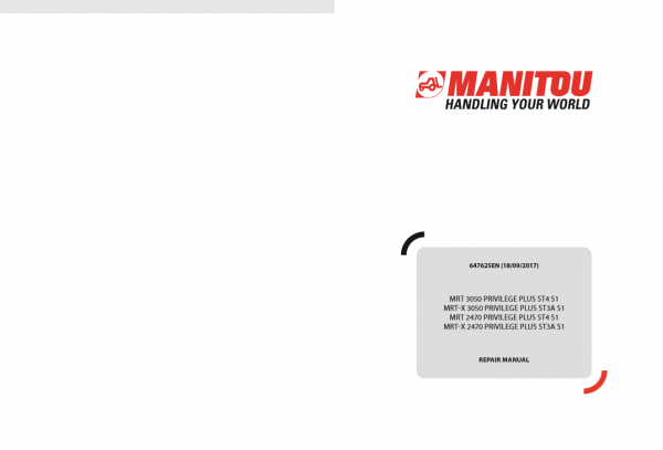 Manitou Telehandler MRT 2470 3050 MRT X 3050 2470 Repair Manual647625EN 2