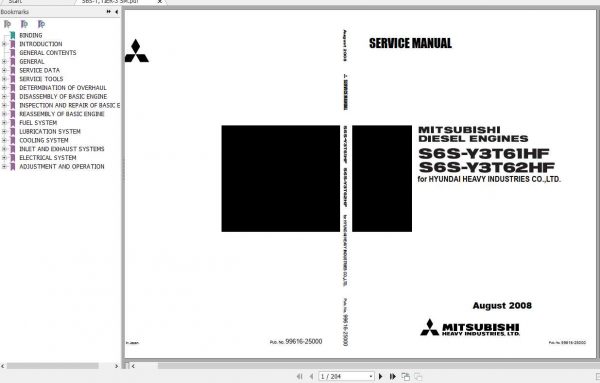 Mitsubishi Diesel Engine S6S Y3T61HF S6S Y3T62HF Service Manual 1