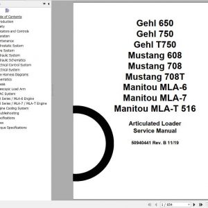 Mustang Articulated Loader 608 708 708T650 750 T750 Service Manual50940441 1IWrpQ