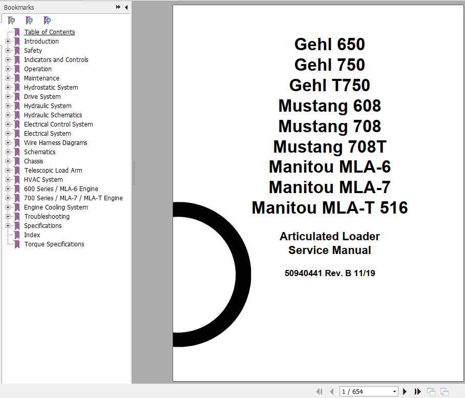 Mustang Articulated Loader 608 708 708T650 750 T750 Service Manual50940441 1IWrpQ