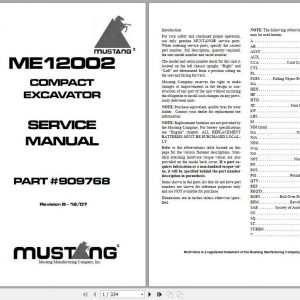 Mustang Compact Excavator ME12002 Service Manual909768 REVB 1