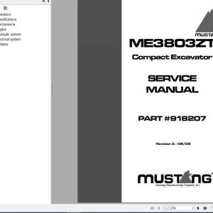 Mustang Compact Excavator ME3803ZT Service Manual918207 1
