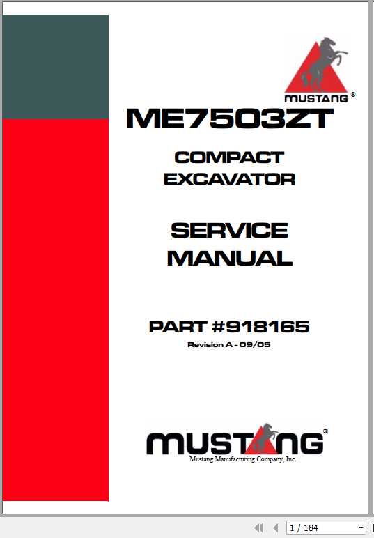 Mustang Compact Excavator ME7503ZT Service Manual918165 1