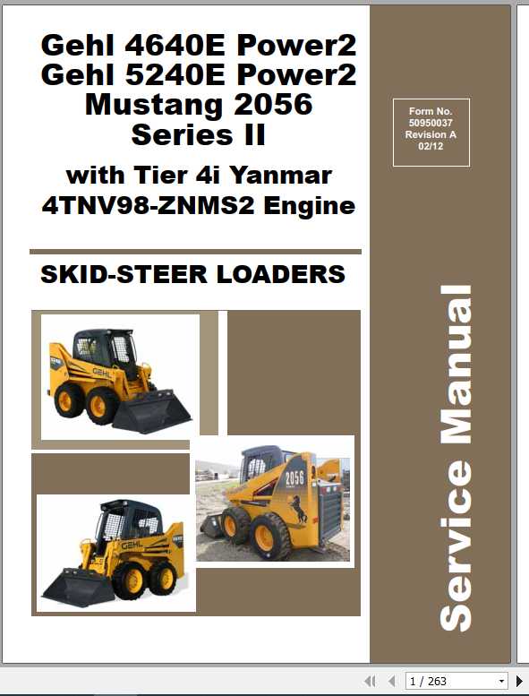 Mustang Skid Steer Loader 20564640E 5240E Power2 Service Manual50950037 1