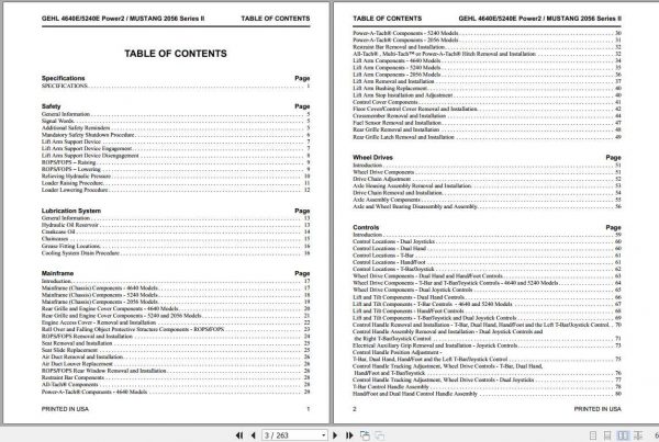 Mustang Skid Steer Loader 20564640E 5240E Power2 Service Manual50950037 2