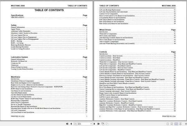 Mustang Skid Steer Loader 2056 Service Manual917438 RevB 2