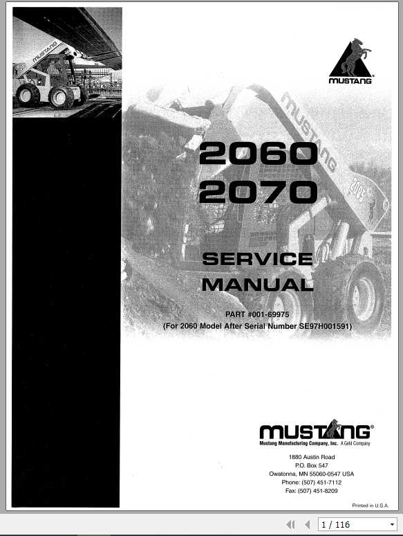 Mustang Skid Steer Loader 2060 2070 Service Manual001 69975 1