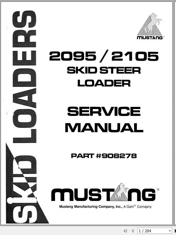 Mustang Skid Steer Loader 2095 2105 Service Manual908278 1