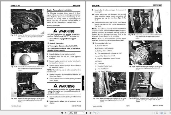Mustang Skid Steer Loader 2095 2105 Service Manual908278 3