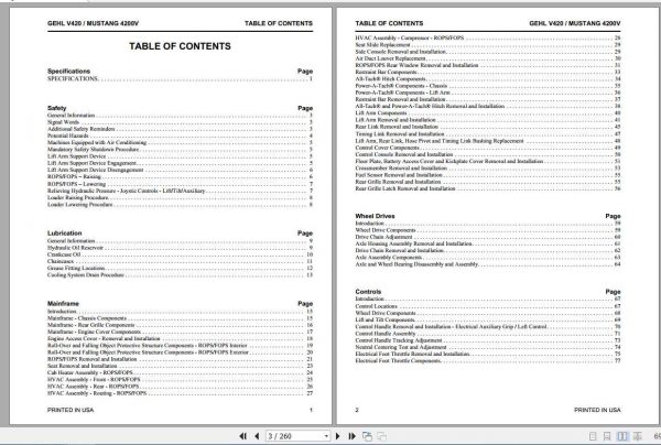 Mustang Skid Steer Loader 4200VV420 Service Manual50950421 2