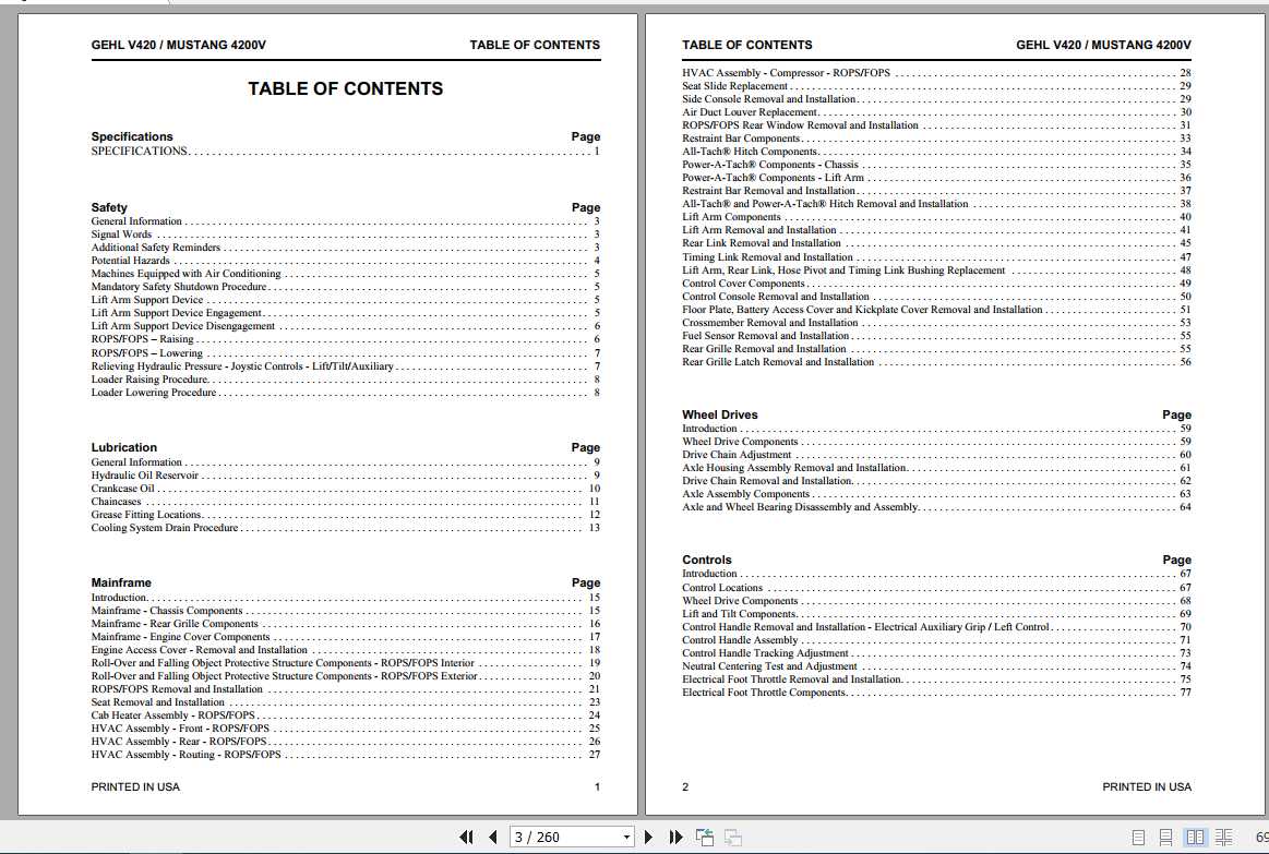 Mustang Skid Steer Loader 4200VV420 Service Manual50950421 2