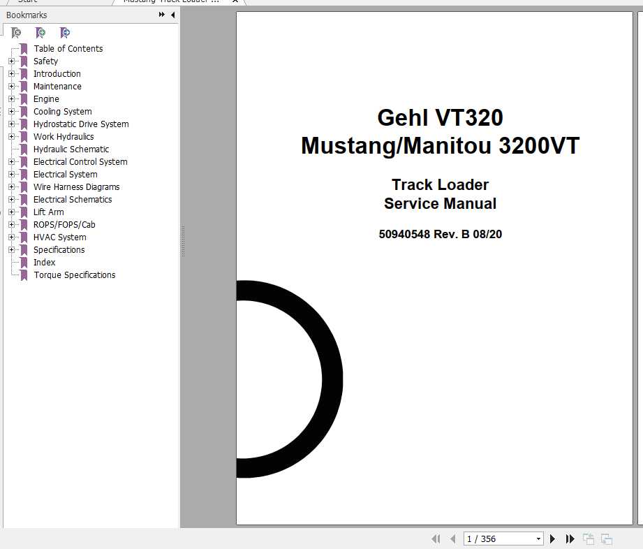 Mustang Track Loader 3200VTVT320 Service Manual50940548 1