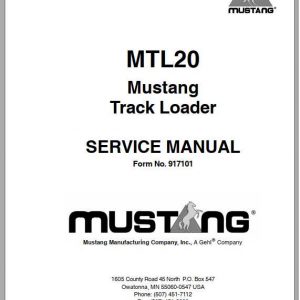 Mustang Track Loader MTL20 Service Manual917101 1