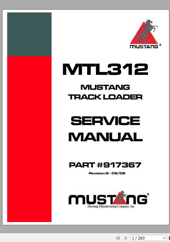 Mustang Track Loader MTL312 Service Manual917367 RevB 1