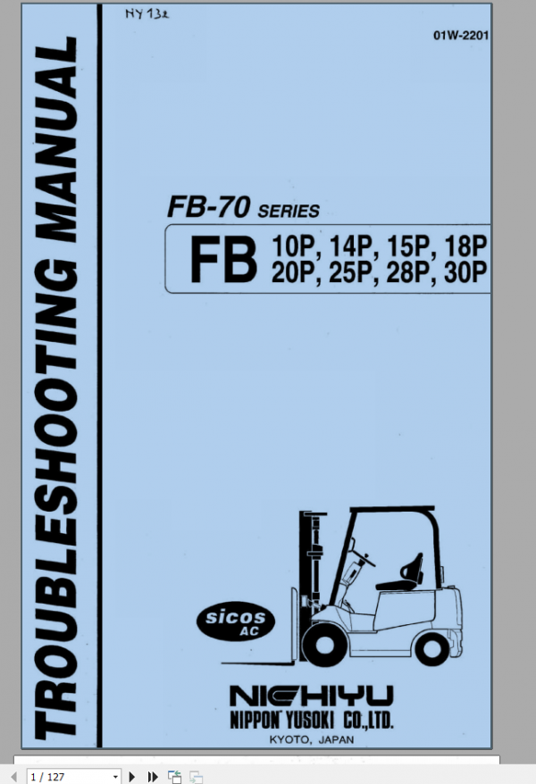 Nichiyu Forklift Truck FB 70 Series Troubleshooting Manual