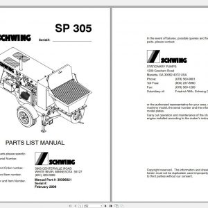 SCHWING SP 305 Part Manual30396021 1