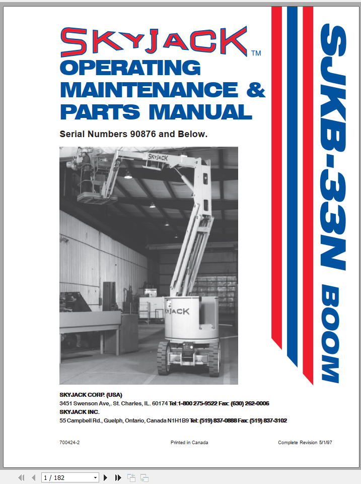 Skyjack SJKB33N Part Operator Maintenance ManualEN 1