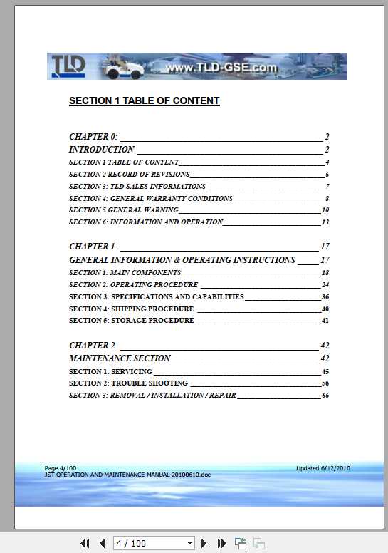 TLD Cargo Tow Tractor JST Operation And Maintenance Manual