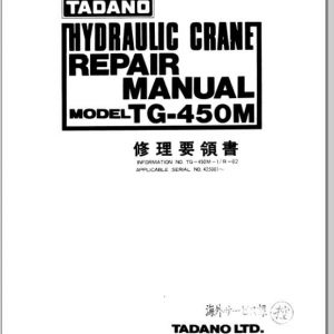 Tadano Hydraulic Crane TG 450M 1 Repair ManualJP 1