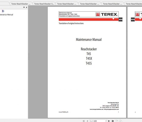 Terex ReachStacker T45 Operating and Maintenance Manual Schematic 2