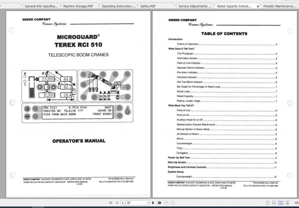 Terex Rough Terrain Crane RT700 Parts Manual Operators Manual Schematic 1