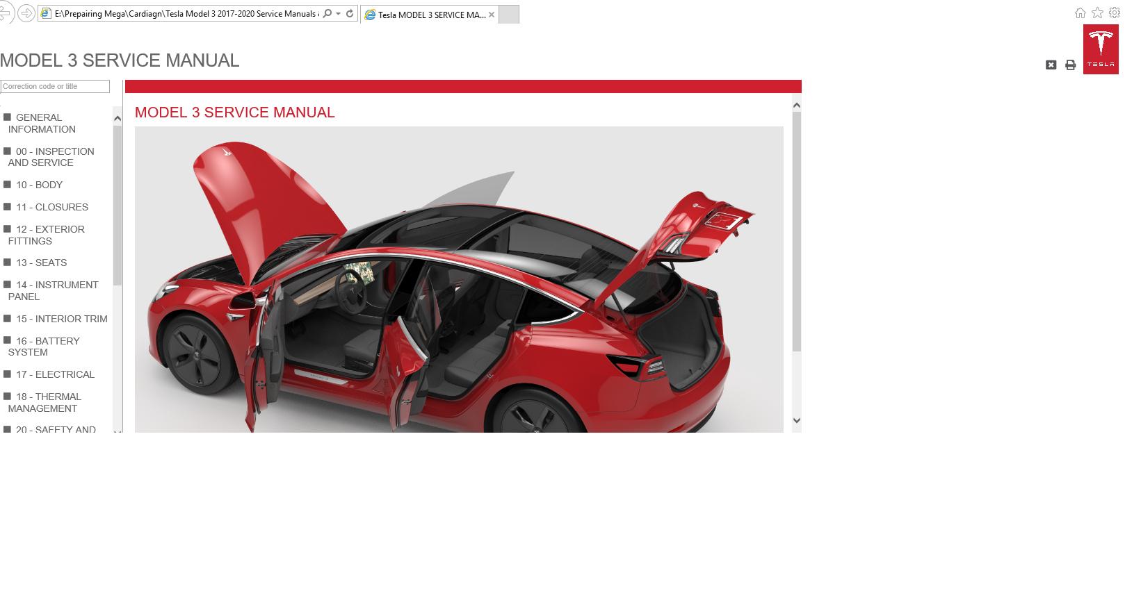 Tesla Model 3 2017 2020 Service Manuals Wiring Diagrams 1