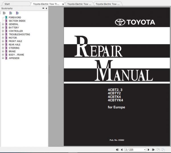 Toyota Electric Tow Truck 4CBTY 4CBT CBTY CBT Repair Operation Manual 1