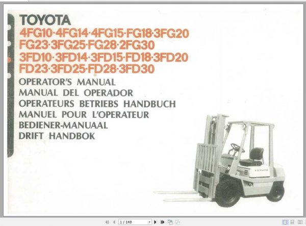Toyota Forklift 4FG10 3FD30 Operator Manual95288 1