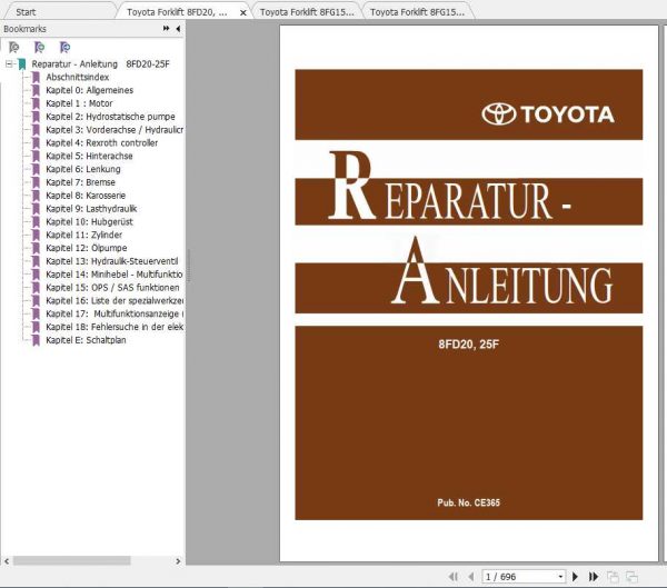 Toyota Forklift 8FG15F 8FDJ35F Repair Manual 2