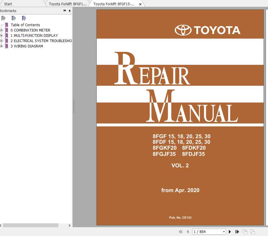 Toyota Forklift 8FGF15 35 Repair Manual 1