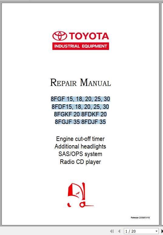 Toyota Forklift 8FGF 8FDF 15 30 Repair Manual 1