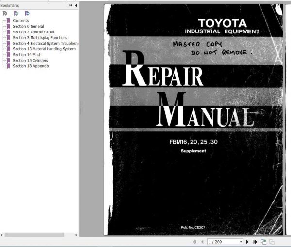 Toyota Forklift FBM 16 20 25 30 Repair Manual 1