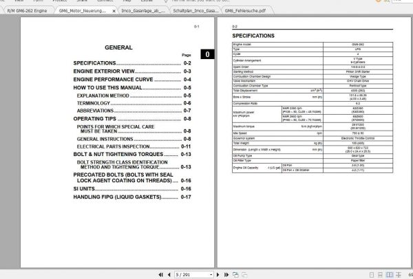 Toyota Forklift Motor GM6 262 Repair Manual 1