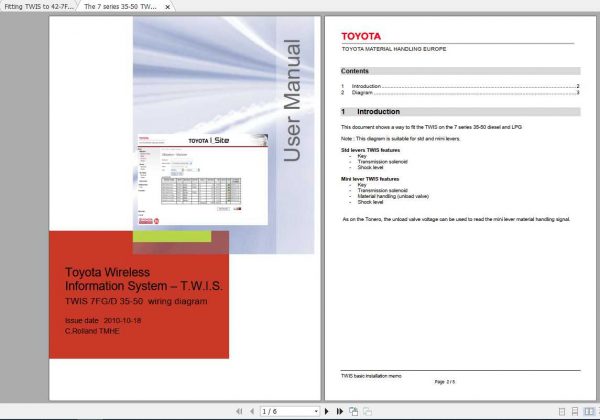 Toyota Forklift TWIS 7FGD 35 50 Wiring Diagram 1