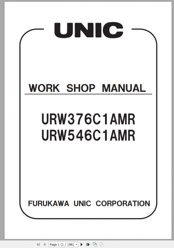 Unic 376C1AM R546C1AMR Work Shop ManualEN 1