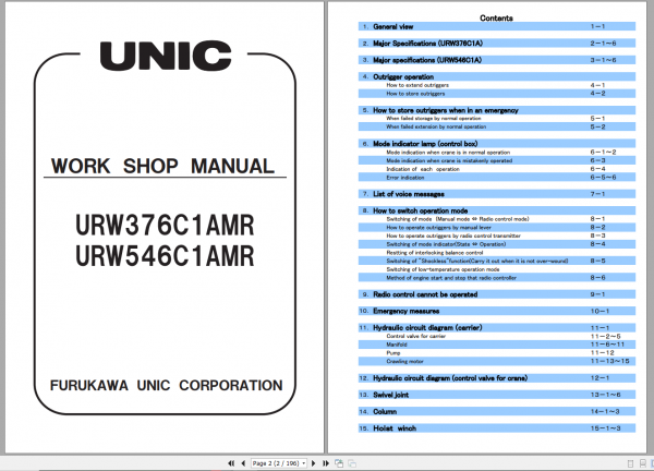Unic 376C1AM R546C1AMR Work Shop ManualEN 2