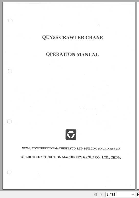 XCMG Crawler Crane QUY55 Operation Manual 1
